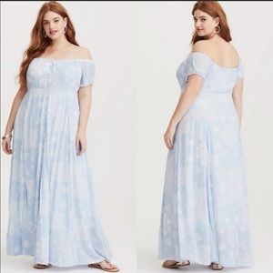 Light Blue & White Paisley Maxi Dress Torrid